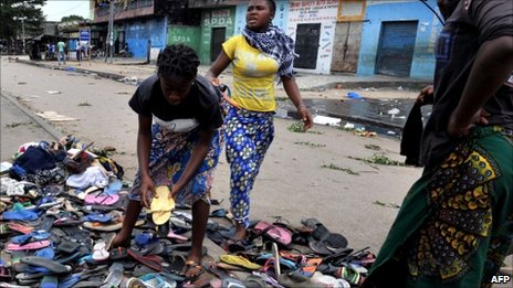 Sandals left by fleeing women